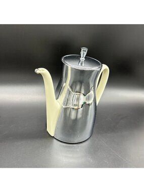 Vintage Furstenberg Germany Porcelain Chrome Coffee Pot Thermos Mid Century 50s